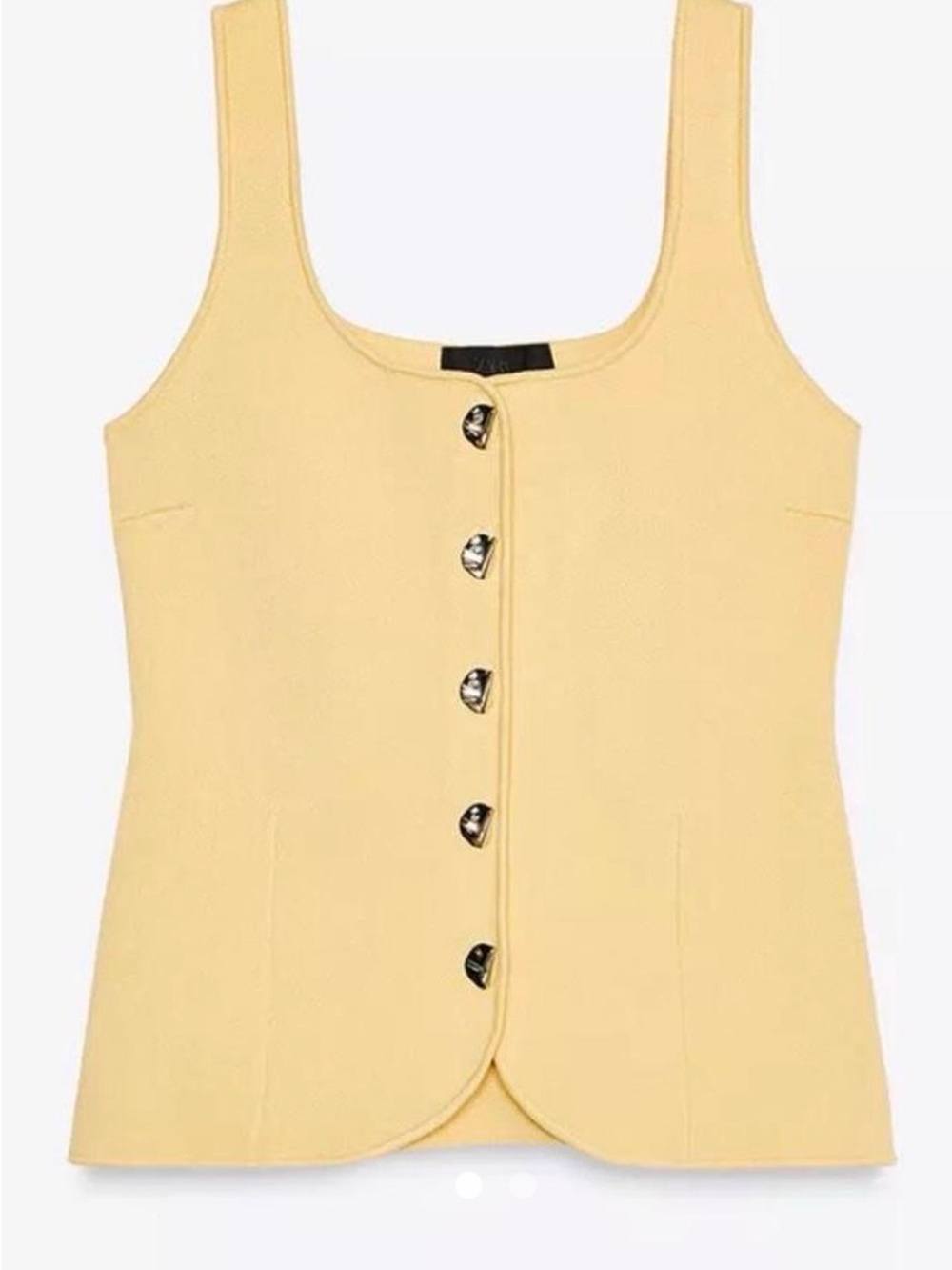 ZARA Yellow Button-Front Tank Top